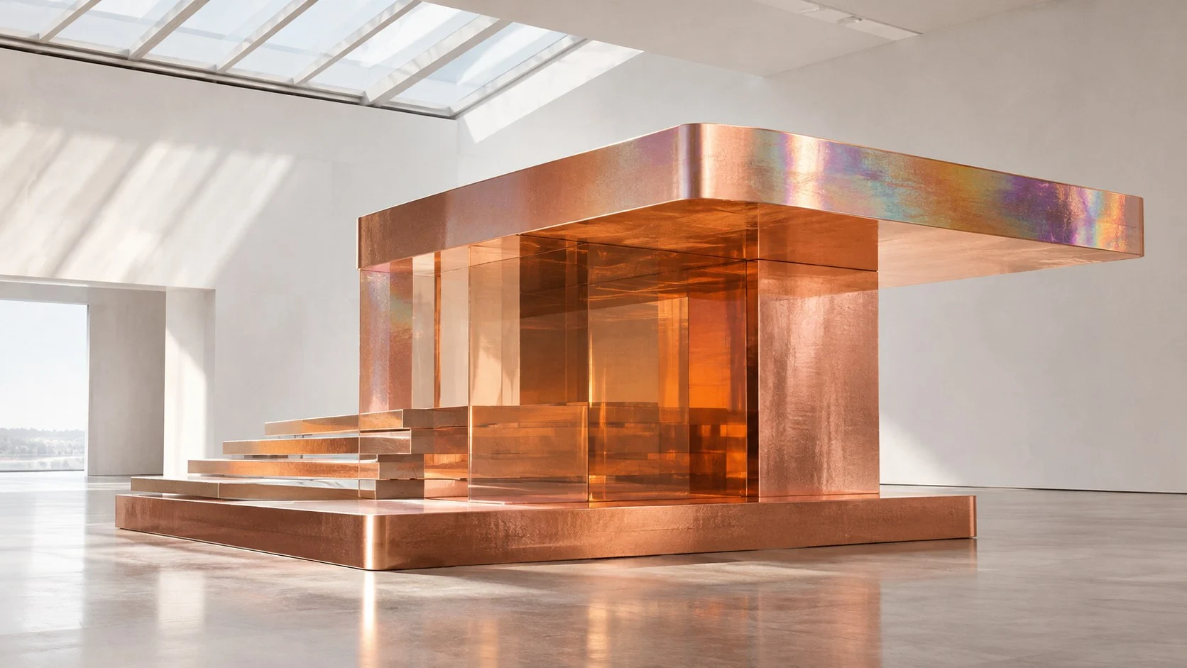 Abstract copper and translucent resin sculpture for the JRW Finance article on how borrowing power is calculated and why lenders differ